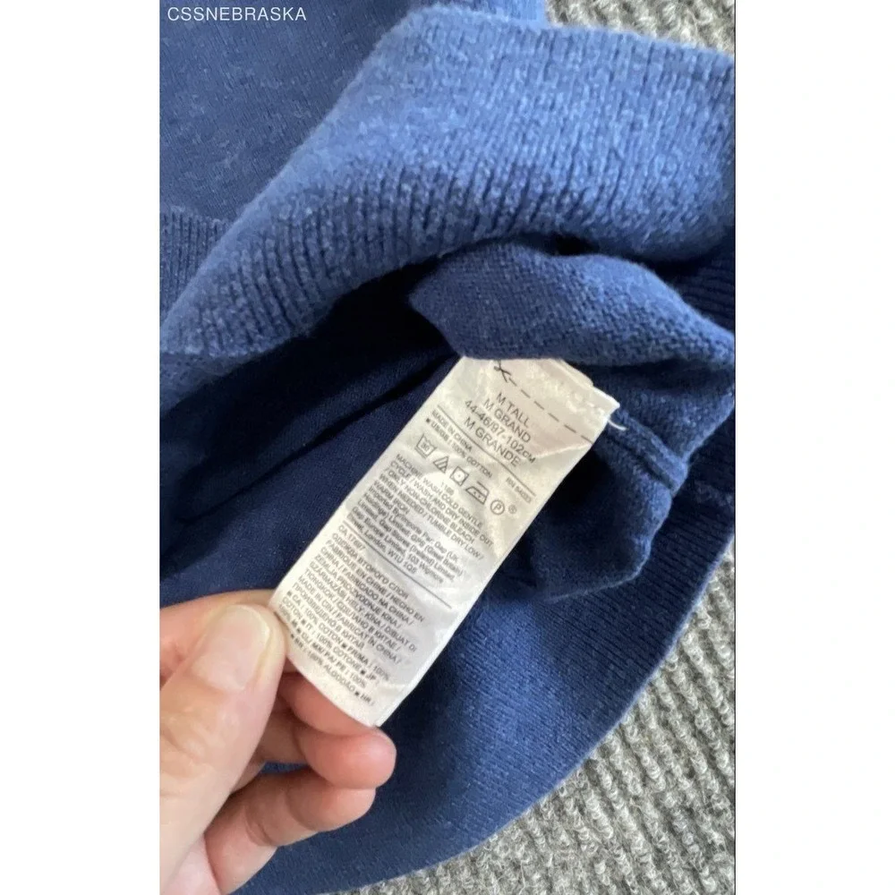 Banana Republic Men's Blue Cotton Slub Crewneck Raglan Sweater Size M Tall